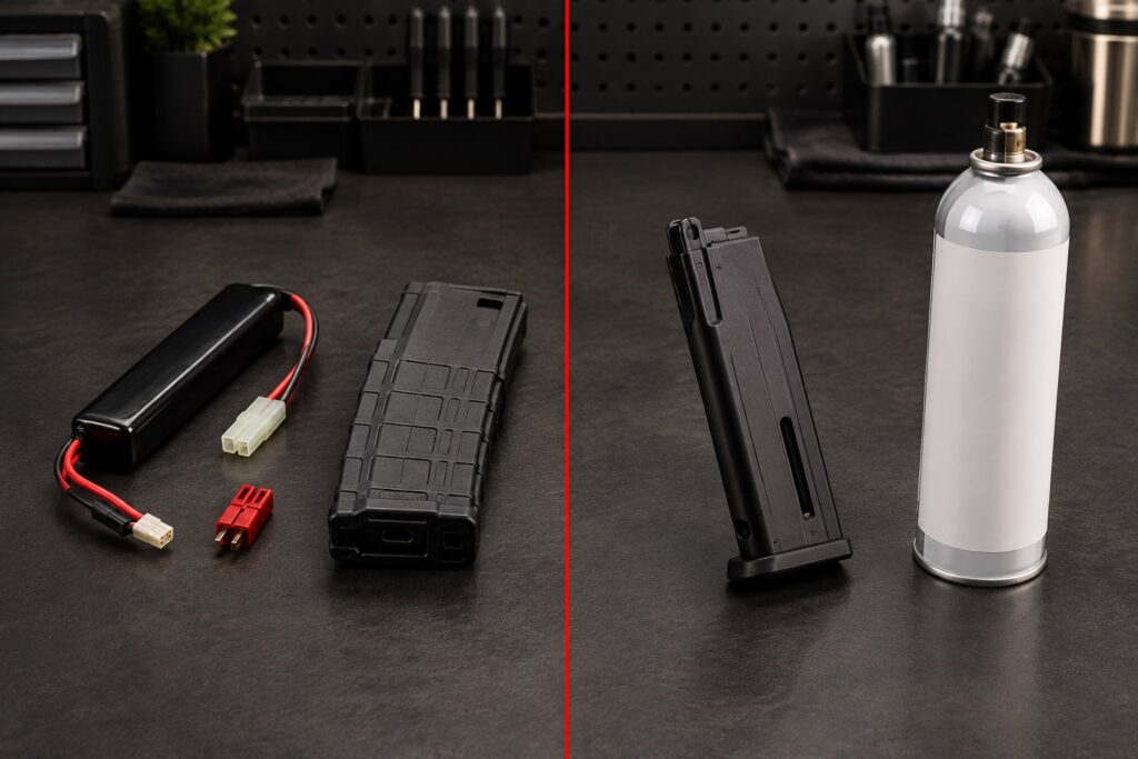 Comparação entre rifle AEG e pistola GBB no Airsoft